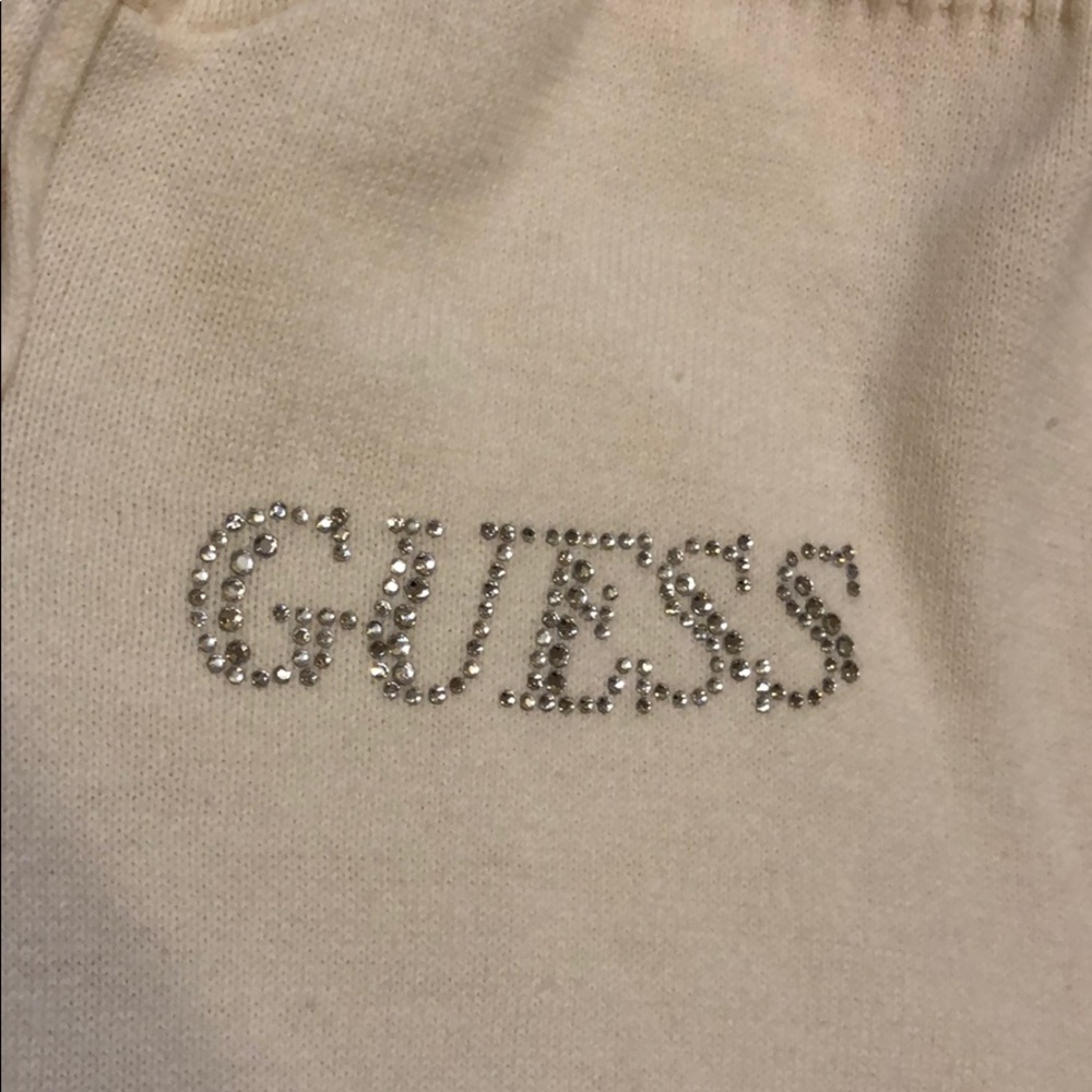 Guess cream zip up rhinestone lsweater - Picture 2 of 4
